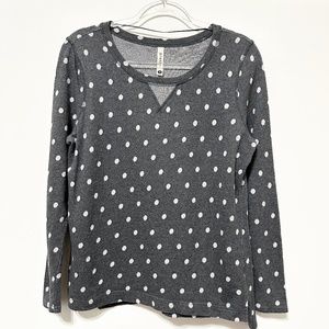 Pieces by Kenzie Sweater Women’s Size Medium Gray and White Polka Dot Pullover
